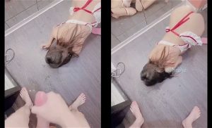 Bắn ra sàn cho em liếm